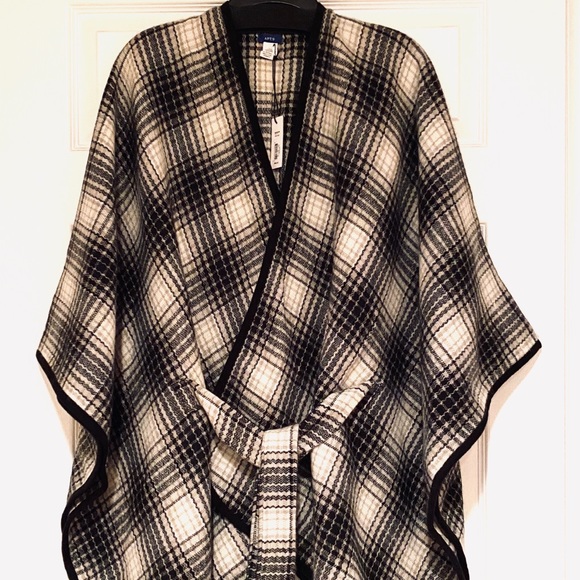 Apt. 9® Ombre Grid Plaid Faux Belt Cape - Picture 6 of 7